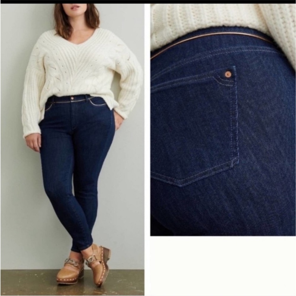 Anthropologie Pilcro High Rise Skinny Metallic stitch Jean Shimmery Sz 30 Tall